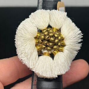 Shiraleah Chicago Anthropologie White Fringe Kali Ring Adjustable Goldtone